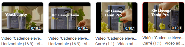 Déclinaisons vidéo horizontales et carrées
